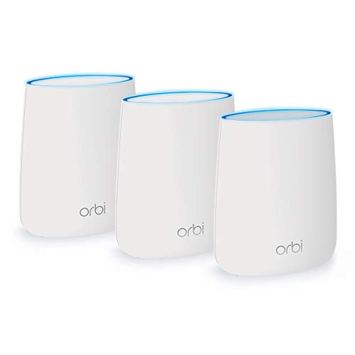 NETGEAR Orbi Tri-band Whole Home Mesh WiFi System with 2.2Gbps speed (RBK23) Router & Extender replacement covers up to 6,000 sq. ft., 3-pack includes 1 router & 2 satellites