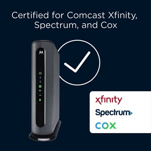 Motorola MG7550 Modem WiFi Router Combo with Power Boost | Approved by Comcast Xfinity, Cox, Charter Spectrum, More | for Cable Plans Up to 300 Mbps | AC1900 WiFi Speed | 16x4 DOCSIS 3.0