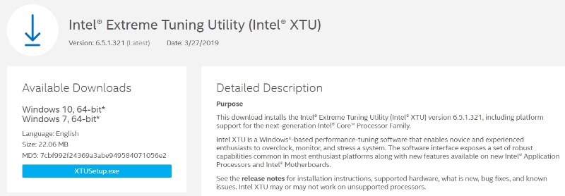 Intel XTU